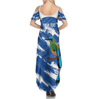 El Salvador Football Custom Family Matching Summer Maxi Dress and Hawaiian Shirt La Selecta Torogoz Grunge Style - Wonder Print Shop