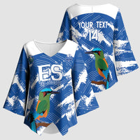 El Salvador Football Custom Kimono Sleeve Blouse La Selecta Torogoz Grunge Style - Wonder Print Shop