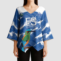 El Salvador Football Custom Kimono Sleeve Blouse La Selecta Torogoz Grunge Style - Wonder Print Shop
