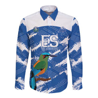 El Salvador Football Custom Long Sleeve Button Shirt La Selecta Torogoz Grunge Style - Wonder Print Shop
