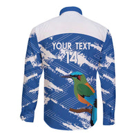 El Salvador Football Custom Long Sleeve Button Shirt La Selecta Torogoz Grunge Style - Wonder Print Shop