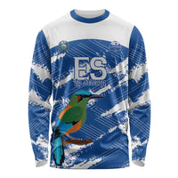 El Salvador Football Custom Long Sleeve Shirt La Selecta Torogoz Grunge Style - Wonder Print Shop