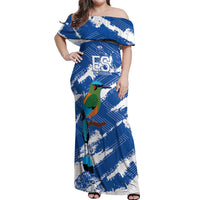 El Salvador Football Custom Off Shoulder Maxi Dress La Selecta Torogoz Grunge Style - Wonder Print Shop