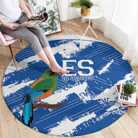 El Salvador Football Round Carpet La Selecta Torogoz Grunge Style - Wonder Print Shop