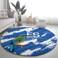 El Salvador Football Round Carpet La Selecta Torogoz Grunge Style - Wonder Print Shop