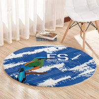 El Salvador Football Round Carpet La Selecta Torogoz Grunge Style - Wonder Print Shop