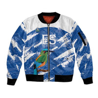 El Salvador Football Custom Sleeve Zip Bomber Jacket La Selecta Torogoz Grunge Style - Wonder Print Shop