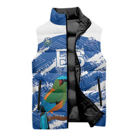 El Salvador Football Custom Sleeveless Puffer Jacket La Selecta Torogoz Grunge Style - Wonder Print Shop