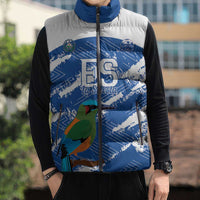 El Salvador Football Custom Sleeveless Puffer Jacket La Selecta Torogoz Grunge Style - Wonder Print Shop
