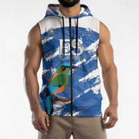 El Salvador Football Custom Sleeveless Zip Hoodie La Selecta Torogoz Grunge Style - Wonder Print Shop