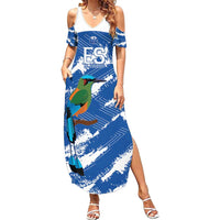 El Salvador Football Custom Summer Maxi Dress La Selecta Torogoz Grunge Style - Wonder Print Shop