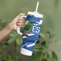El Salvador Football Custom Tumbler With Handle La Selecta Torogoz Grunge Style - Wonder Print Shop