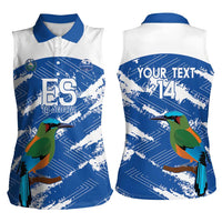 El Salvador Football Custom Women Sleeveless Polo Shirt La Selecta Torogoz Grunge Style - Wonder Print Shop