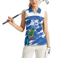 El Salvador Football Custom Women Sleeveless Polo Shirt La Selecta Torogoz Grunge Style - Wonder Print Shop