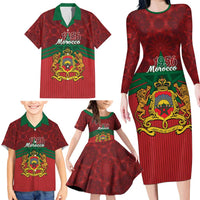 Personalized Morocco Independence Day Family Matching Long Sleeve Bodycon Dress and Hawaiian Shirt 1956 Proud Islamic Pattern - Wonder Print Shop
