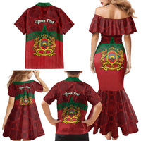 Personalized Morocco Independence Day Family Matching Mermaid Dress and Hawaiian Shirt 1956 Proud Islamic Pattern - Wonder Print Shop