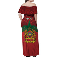 Personalized Morocco Independence Day Family Matching Off Shoulder Maxi Dress and Hawaiian Shirt 1956 Proud Islamic Pattern - Wonder Print Shop