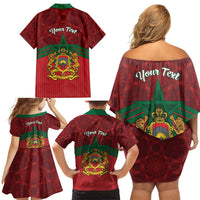 Personalized Morocco Independence Day Family Matching Off Shoulder Short Dress and Hawaiian Shirt 1956 Proud Islamic Pattern - Wonder Print Shop