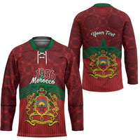 Personalized Morocco Independence Day Hockey Jersey 1956 Proud Islamic Pattern - Wonder Print Shop