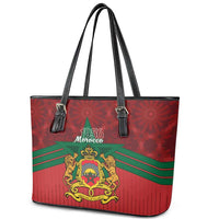 Morocco Independence Day Leather Tote Bag 1956 Proud Islamic Pattern LT14