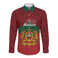 Personalized Morocco Independence Day Long Sleeve Button Shirt 1956 Proud Islamic Pattern - Wonder Print Shop