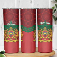 Personalized Morocco Independence Day Skinny Tumbler 1956 Proud Islamic Pattern LT14