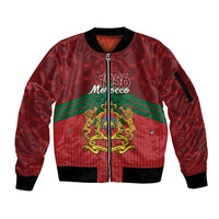 Personalized Morocco Independence Day Sleeve Zip Bomber Jacket 1956 Proud Islamic Pattern - Wonder Print Shop
