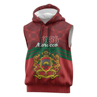 Personalized Morocco Independence Day Sleeveless Hoodie 1956 Proud Islamic Pattern - Wonder Print Shop