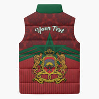 Personalized Morocco Independence Day Sleeveless Puffer Jacket 1956 Proud Islamic Pattern - Wonder Print Shop