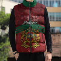 Personalized Morocco Independence Day Sleeveless Puffer Jacket 1956 Proud Islamic Pattern - Wonder Print Shop