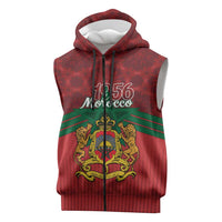 Personalized Morocco Independence Day Sleeveless Zip Hoodie 1956 Proud Islamic Pattern - Wonder Print Shop