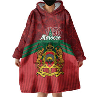 Personalized Morocco Independence Day Wearable Blanket Hoodie 1956 Proud Islamic Pattern - Wonder Print Shop