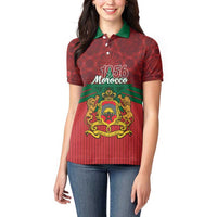 Personalized Morocco Independence Day Women Polo Shirt 1956 Proud Islamic Pattern - Wonder Print Shop