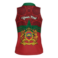 Personalized Morocco Independence Day Women Sleeveless Polo Shirt 1956 Proud Islamic Pattern - Wonder Print Shop