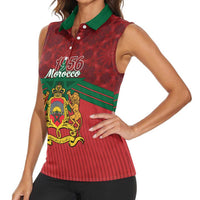 Personalized Morocco Independence Day Women Sleeveless Polo Shirt 1956 Proud Islamic Pattern - Wonder Print Shop