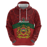 Personalized Morocco Independence Day Zip Hoodie 1956 Proud Islamic Pattern - Wonder Print Shop