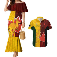 Australia And Canada Soccer Couples Matching Mermaid Dress and Hawaiian Shirt Matildas Combine Canucks Together - Wonder Print Shop