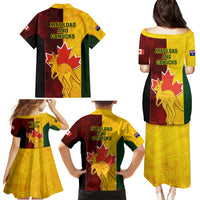 Australia And Canada Soccer Family Matching Puletasi Dress and Hawaiian Shirt Matildas Combine Canucks Together - Wonder Print Shop
