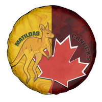 Australia And Canada Soccer Spare Tire Cover Matildas Combine Canucks Together - Wonder Print Shop