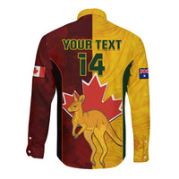 Custom Australia And Canada Soccer Long Sleeve Button Shirt Matildas Combine Canucks Together - Wonder Print Shop