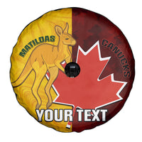 Custom Australia And Canada Soccer Spare Tire Cover Matildas Combine Canucks Together - Wonder Print Shop