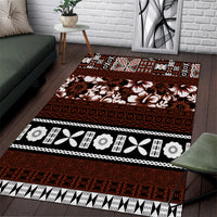 Bula Fiji Area Rug Fijian Tapa Masi With Hibiscus Flowers - Wonder Print Shop