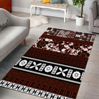 Bula Fiji Area Rug Fijian Tapa Masi With Hibiscus Flowers - Wonder Print Shop