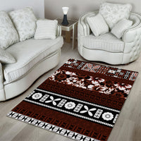 Bula Fiji Area Rug Fijian Tapa Masi With Hibiscus Flowers - Wonder Print Shop