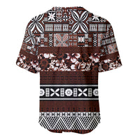 Bula Fiji Baseball Jersey Fijian Tapa Masi With Hibiscus Flowers - Wonder Print Shop