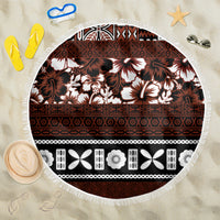 Bula Fiji Beach Blanket Fijian Tapa Masi With Hibiscus Flowers - Wonder Print Shop