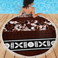 Bula Fiji Beach Blanket Fijian Tapa Masi With Hibiscus Flowers - Wonder Print Shop