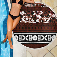Bula Fiji Beach Blanket Fijian Tapa Masi With Hibiscus Flowers - Wonder Print Shop