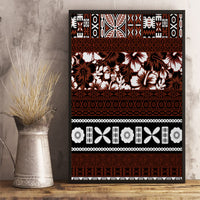 Bula Fiji Canvas Wall Art Fijian Tapa Masi With Hibiscus Flowers - Wonder Print Shop
