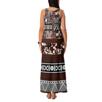 Bula Fiji Family Matching Tank Maxi Dress and Hawaiian Shirt Fijian Tapa Masi With Hibiscus Flowers - Wonder Print Shop